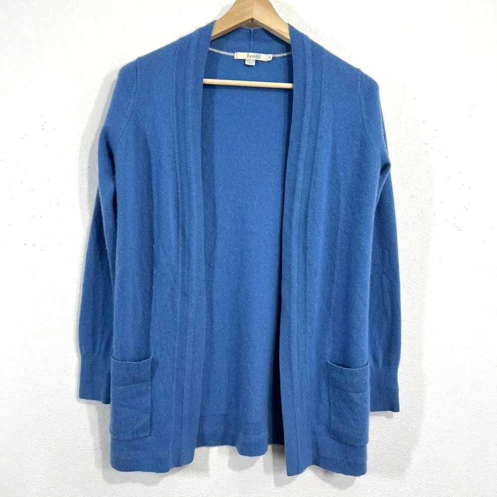 Boden 100% Cashmere Longline Cardigan Womens Small Coatigan Front Patch Pocket Blue - Image 3