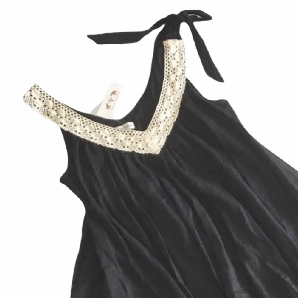 new Shay Todd ❁ Handkerchief Hem Crochet Shoulder Tie Dress Swim Cover ❁ Black L Size L - Image 8