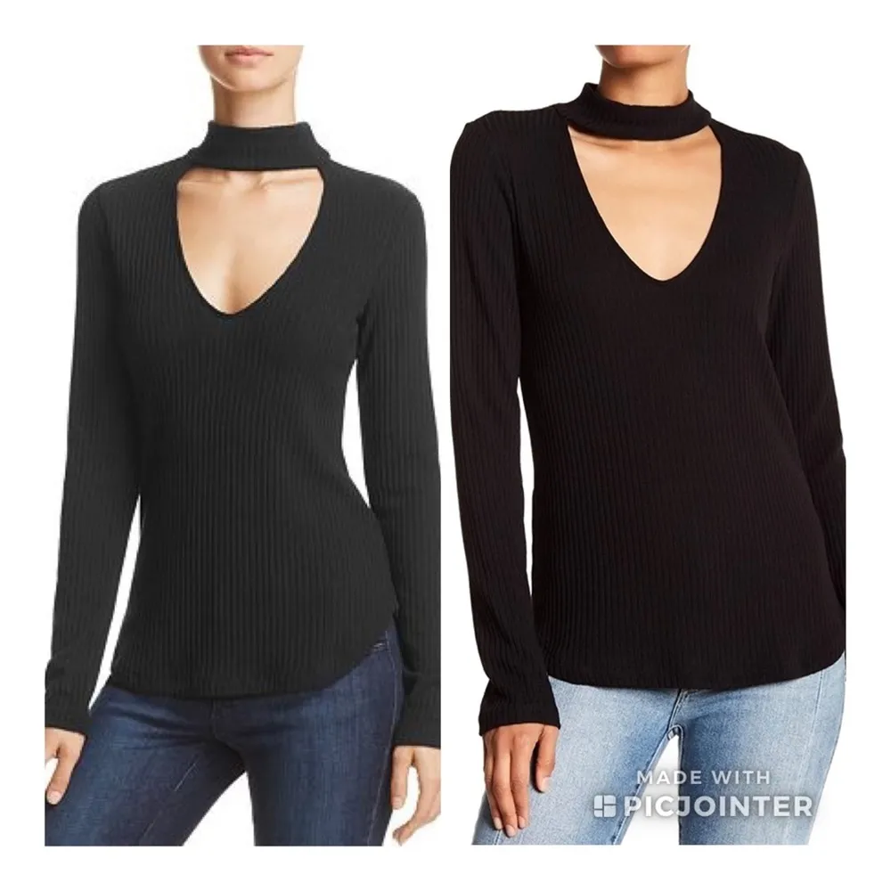 Splendid Faux Choker Ribbed Sweater Black XS - Image 10