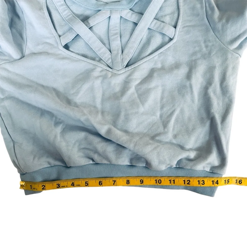 Fleur Du Mal 100% cotton blue pullover caged panel sweatshirt EUC - Image 5