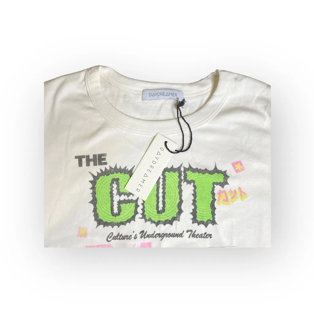 new Daydreamer x Free People 𖦹 The Cut Shrunken Baby Tee 𖦹 Vintage White 𖦹 M - Image 9