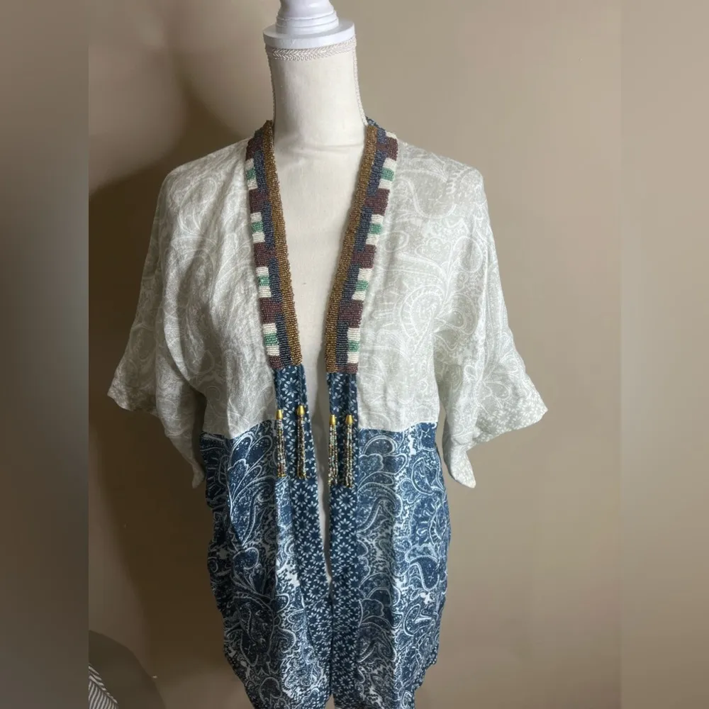 Soft surroundings still waters linen kimono size s/m - Image 3