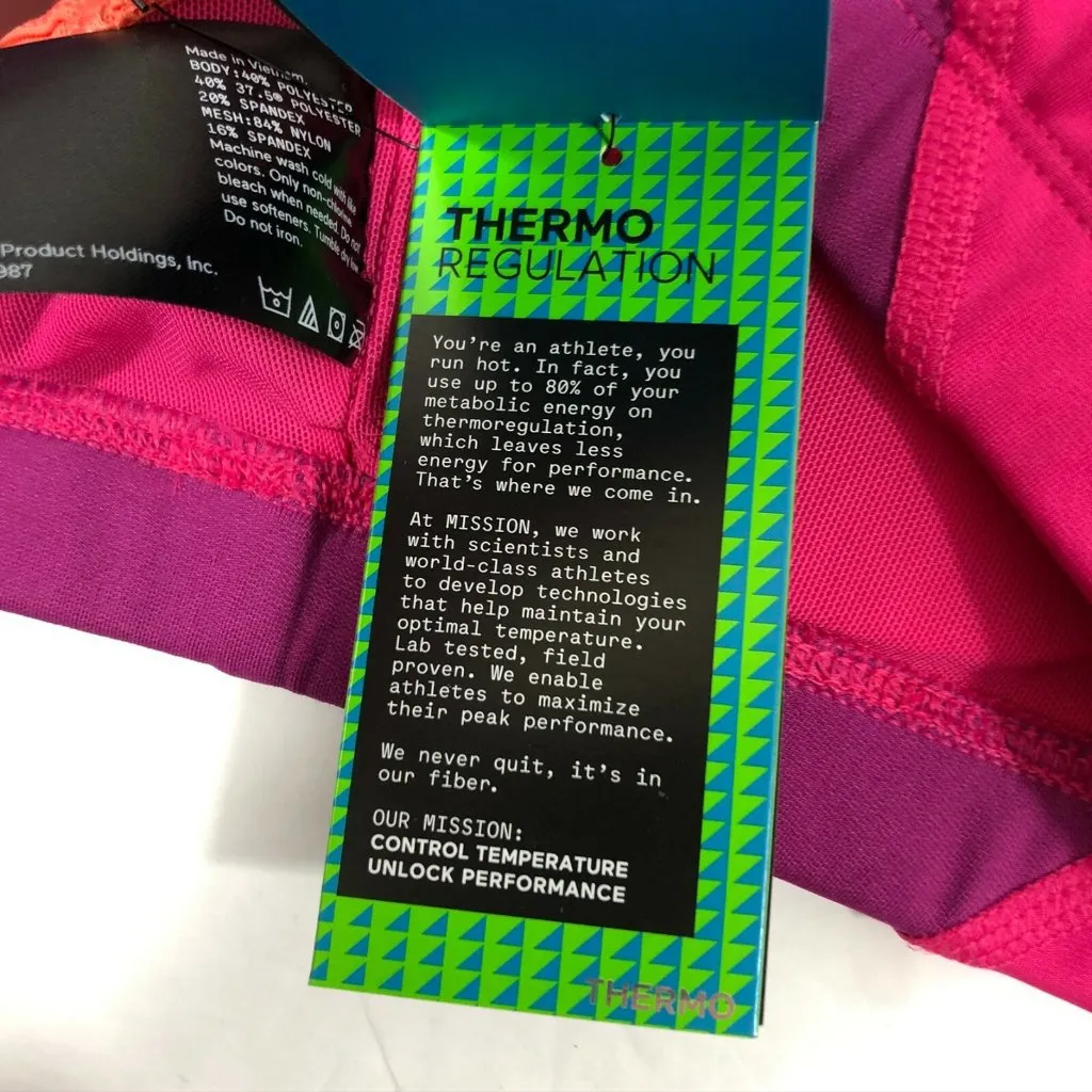 Mission Sports Bra VaporActive Celsius Crossback Medium Impact Pink Orange XS - Image 5