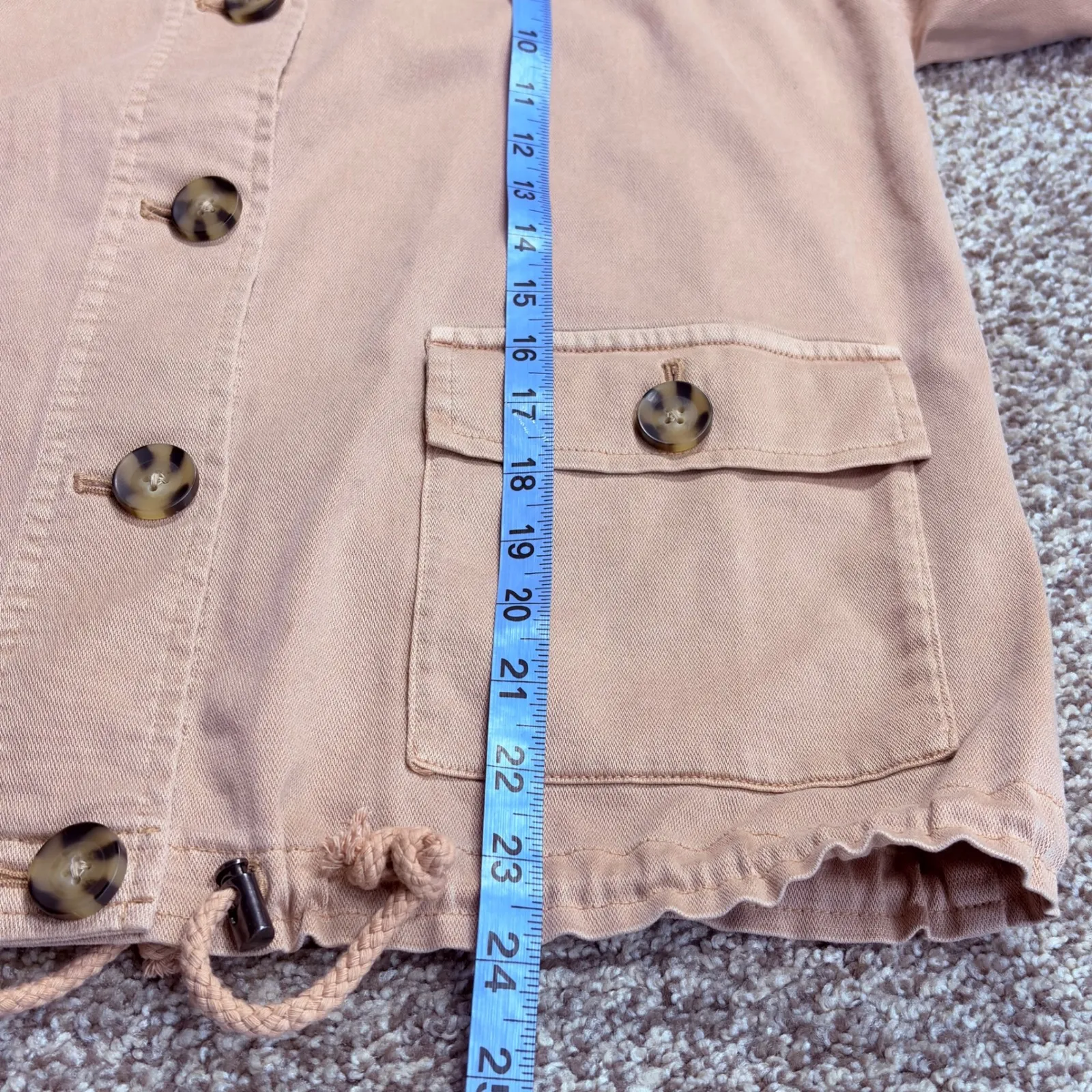 J Jill Jacket Womens M Button Front Cargo Tan Utility Soft Adjustable Minimalist - Image 12