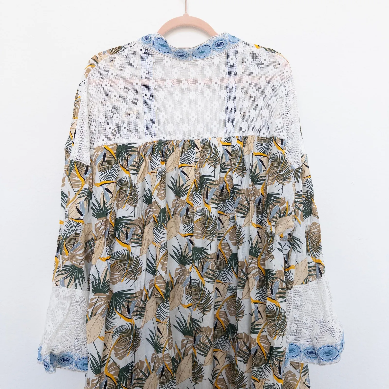 POL Womens Kimono Size M/L Multicolor Palm‎ Leaf Boho Lace Duster Resort Coastal - Image 8