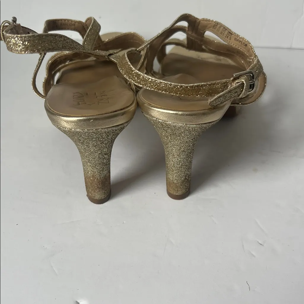 Naturalizer Baylor Gold Glitter Strappy Dress Sandals, sz 8 = - Image 4