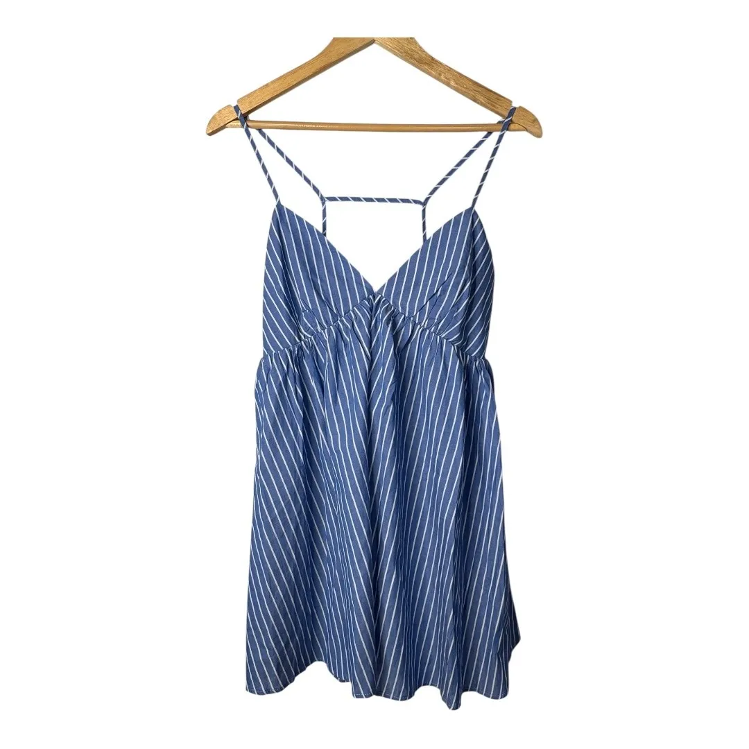 Pants Store Blue Striped Gone Coastal Mini Dress Strappy Back Size Medium NWT - Image 4