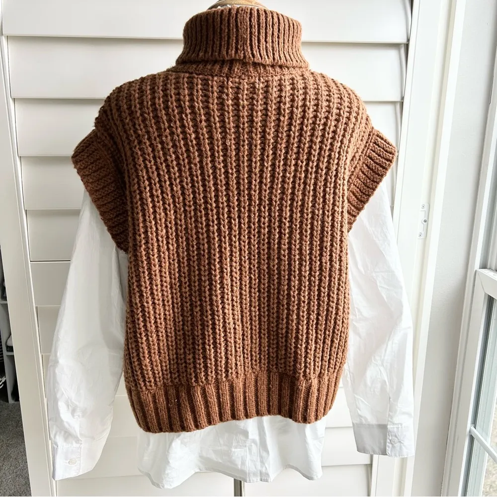 Lush Cable Knit Chocolate Brown Faux Layered Sweater Medium - Image 10