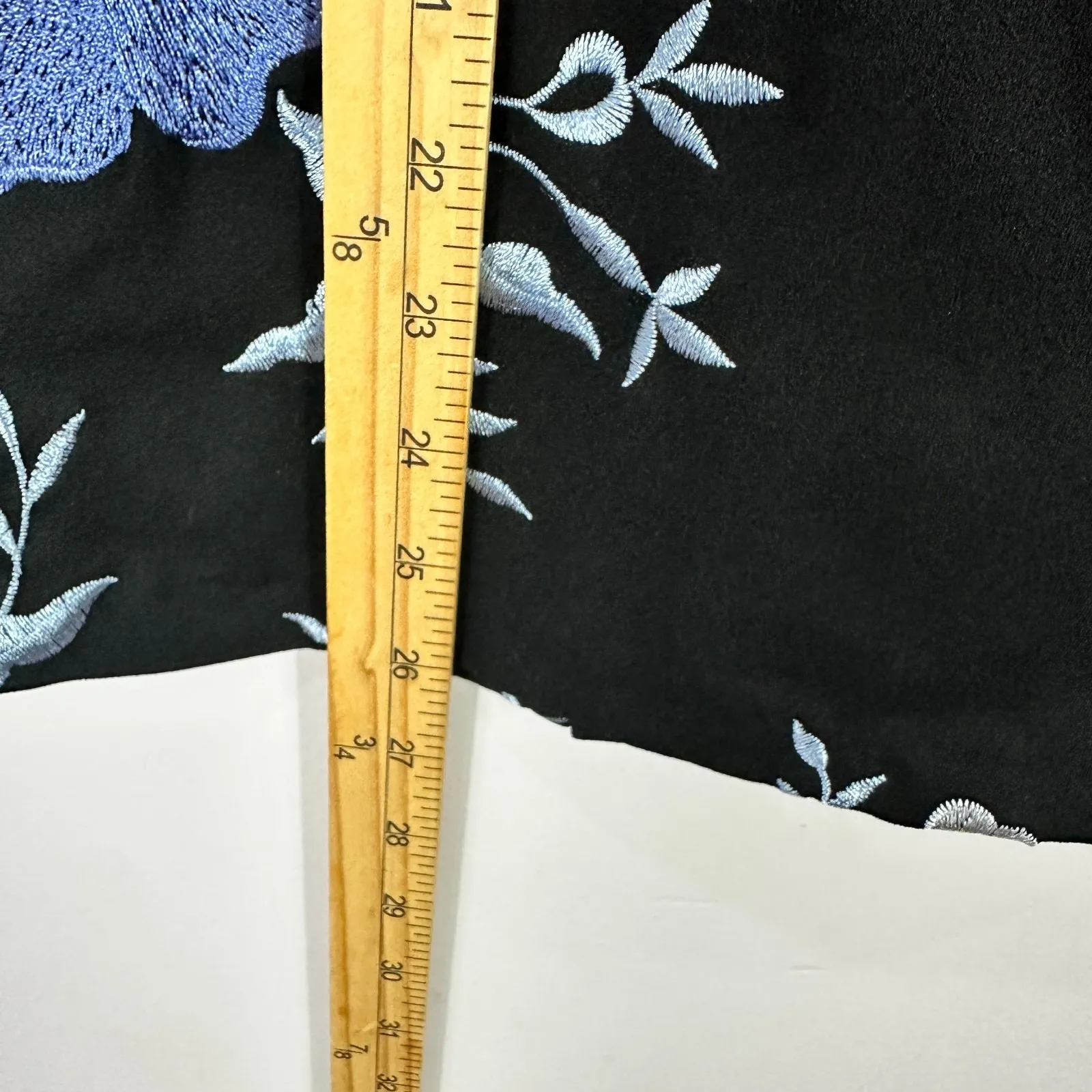 ECI New York Skirt 10 Black Floral Embroidered Pencil Midi Romantic Boho Chic - Image 2