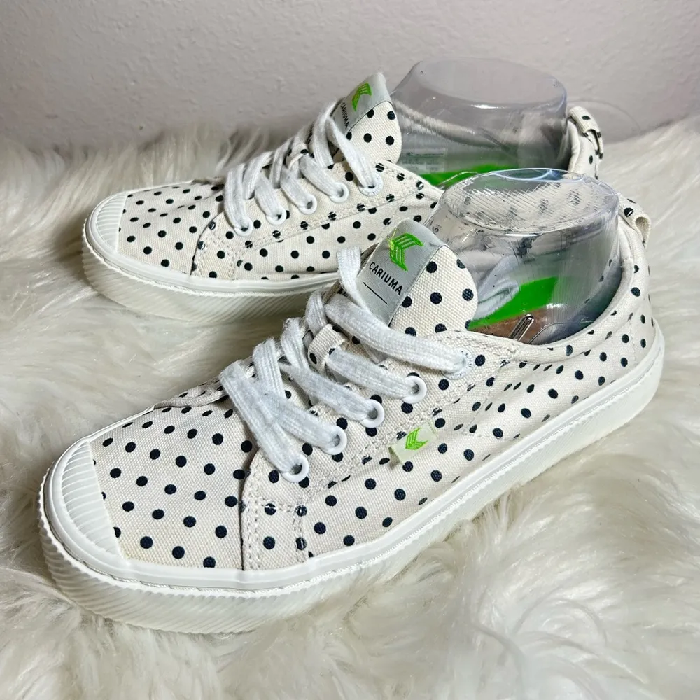 CARIUMA White Polka Dots Canvas OCA LOW Sneakers Size 8.5W /7Men Black - Image 5