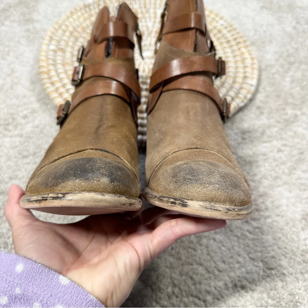 Roan by Bed Stu Women’s Jag Suede Leather Ankle Boots Distressed in Dark Tan 8 Brown - Image 9