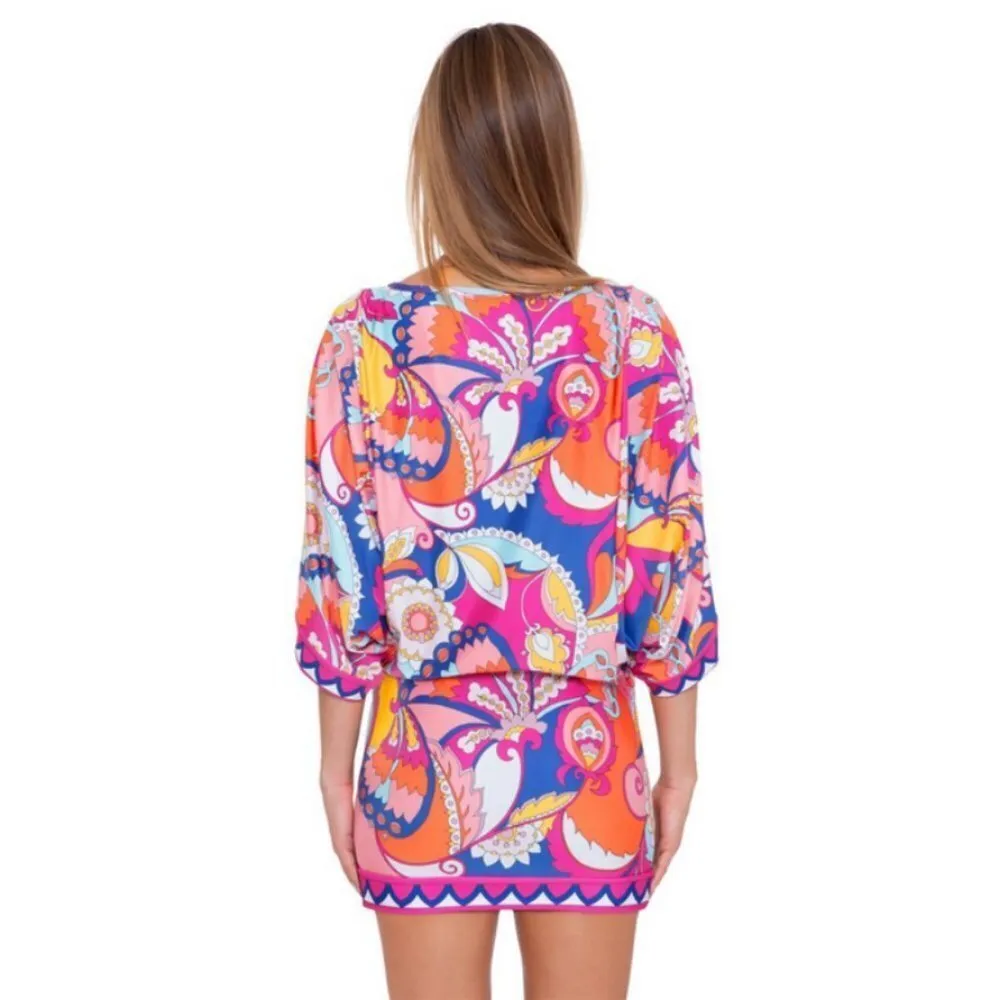 💕TRINA TURK💕 Sevilla Tunic ~ Swimsuit Coverup Multi-Color Print Small NWOT - Image 8