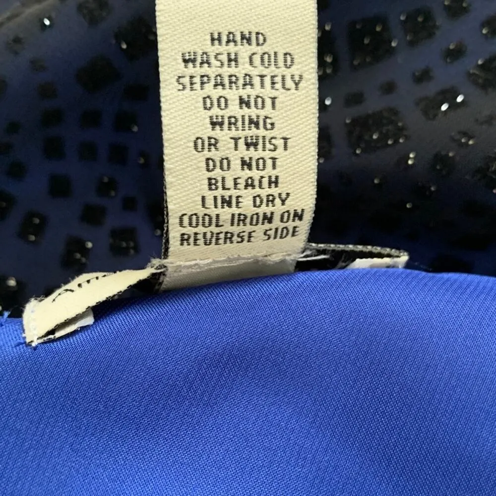 Amanda Smith Blouse Top Dressy Blue Black Sparkle Cowl Neck Sleeveless Plus 14W - Image 9