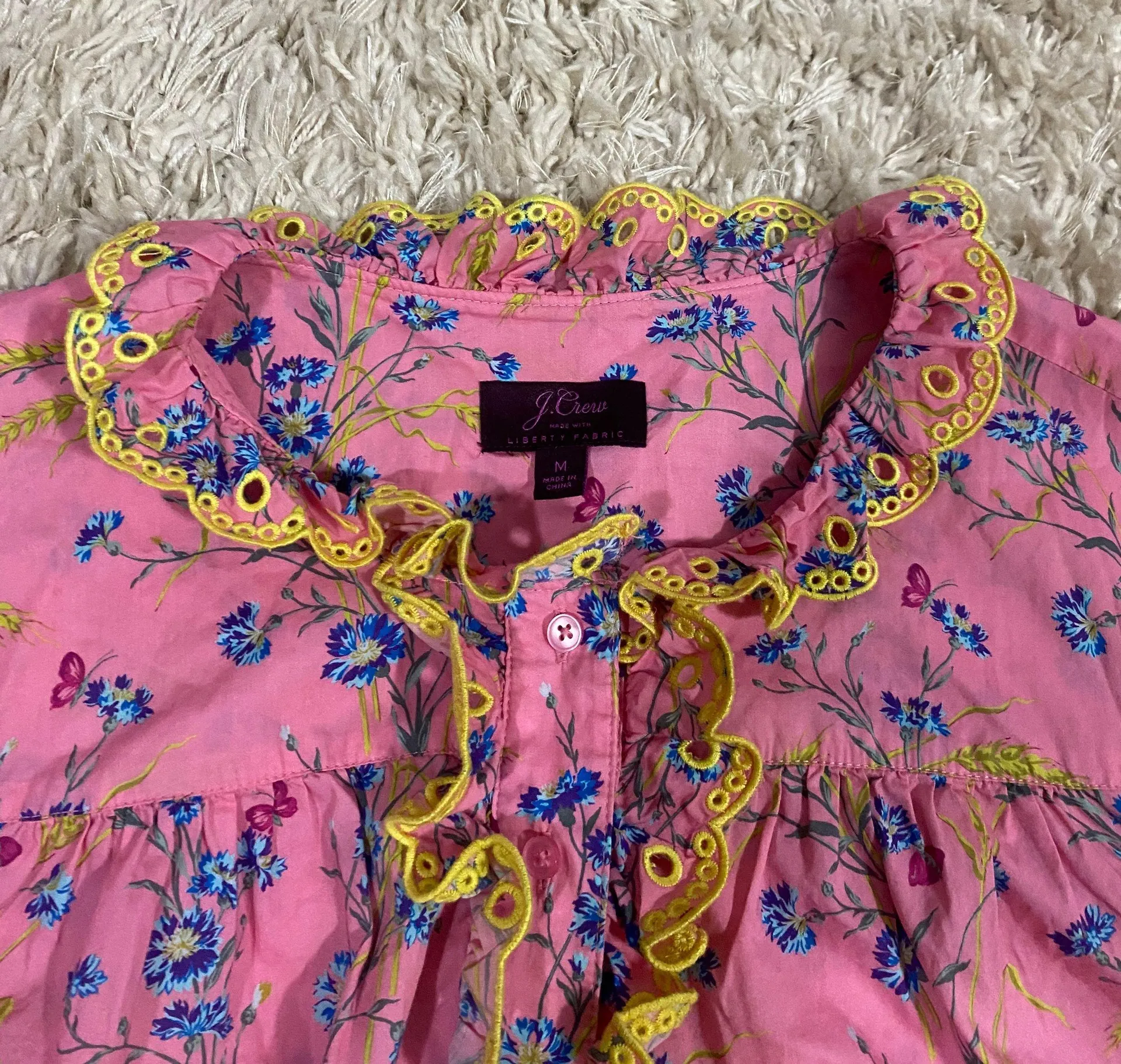 Liberty Wheat Bouquet Floral Print Poplin Ruffle Blouse - Image 4