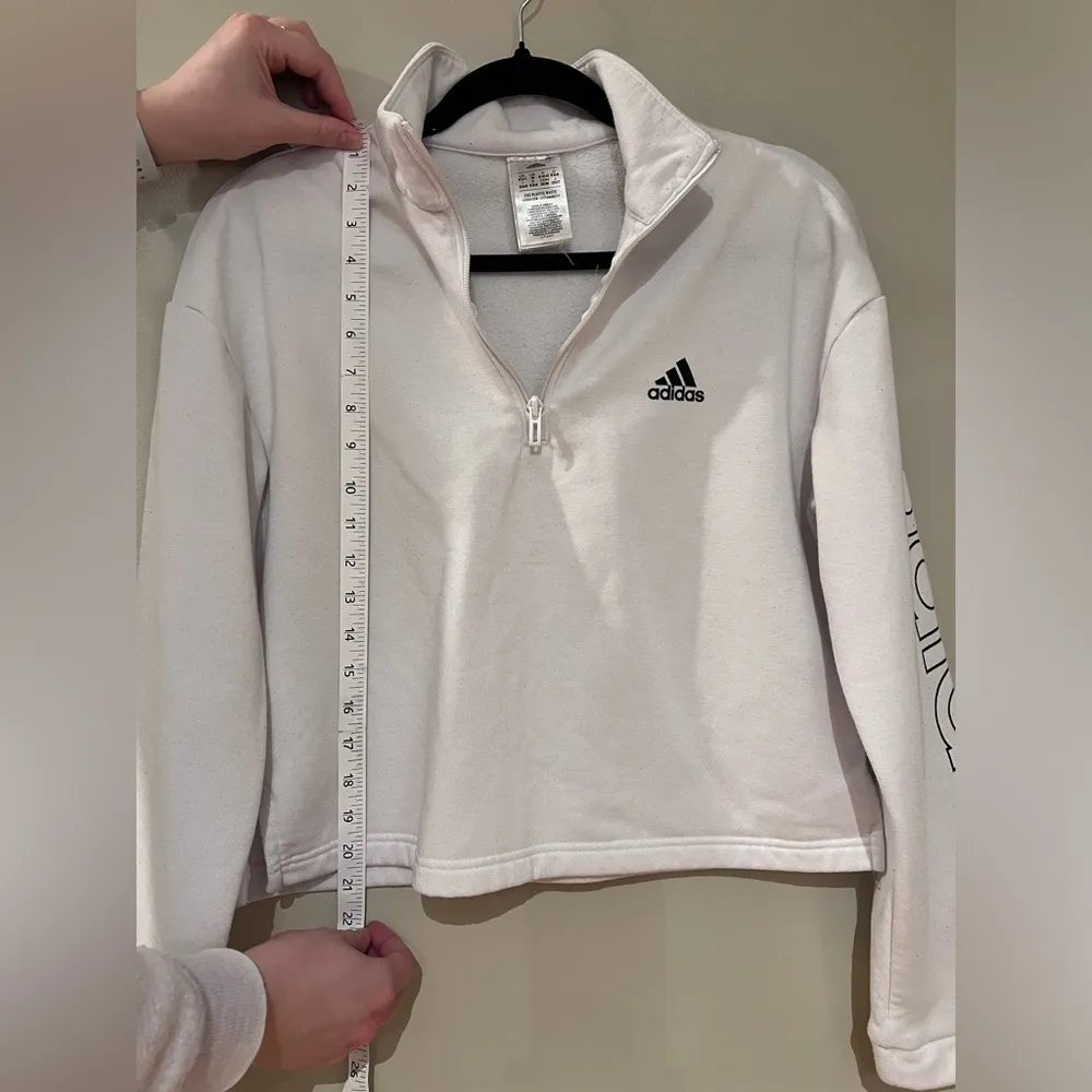 Adidas White Quarter Zip Sweatshirt - Image 8