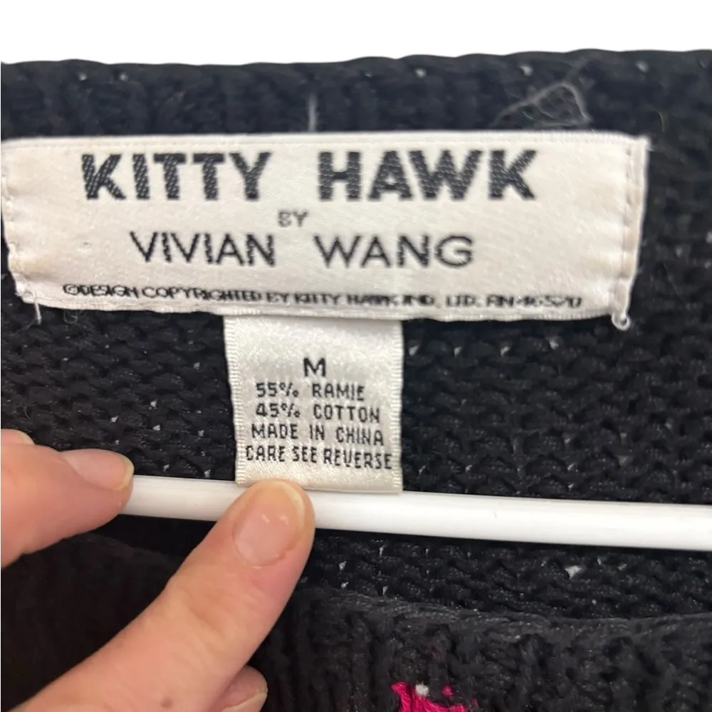 Vintage Kitty Hawk for Vivian Wang floral sweater pullover oversized medium Black - Image 3