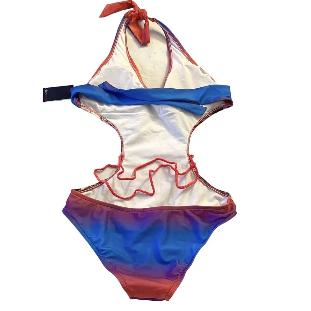 HeartSoul Women's Bikini Sz Medium Swimsuit One piece Padded Open Back Cut Side - Image 4