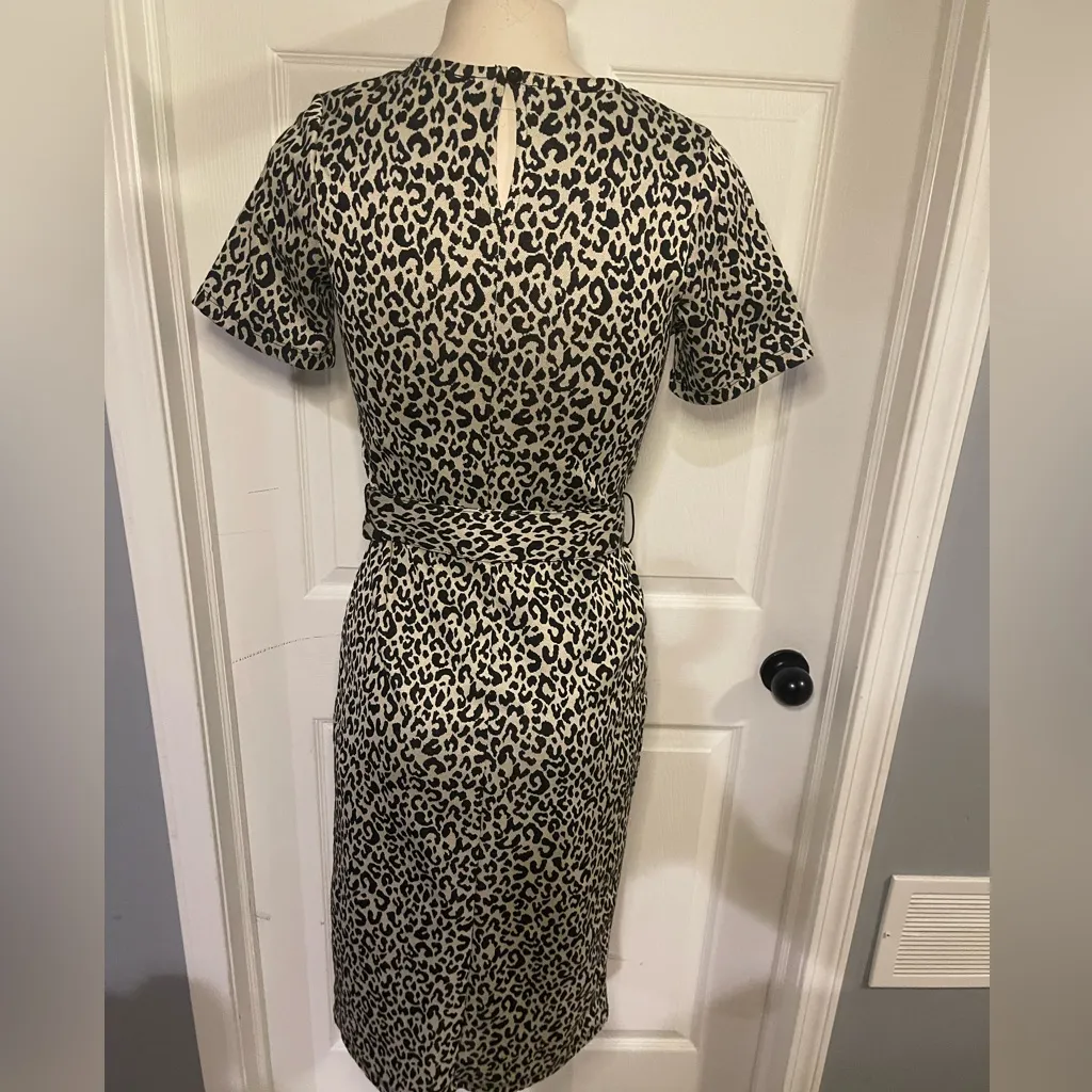 Zara Black and Cream Animal Print leopard dress size small stretchy - Image 2