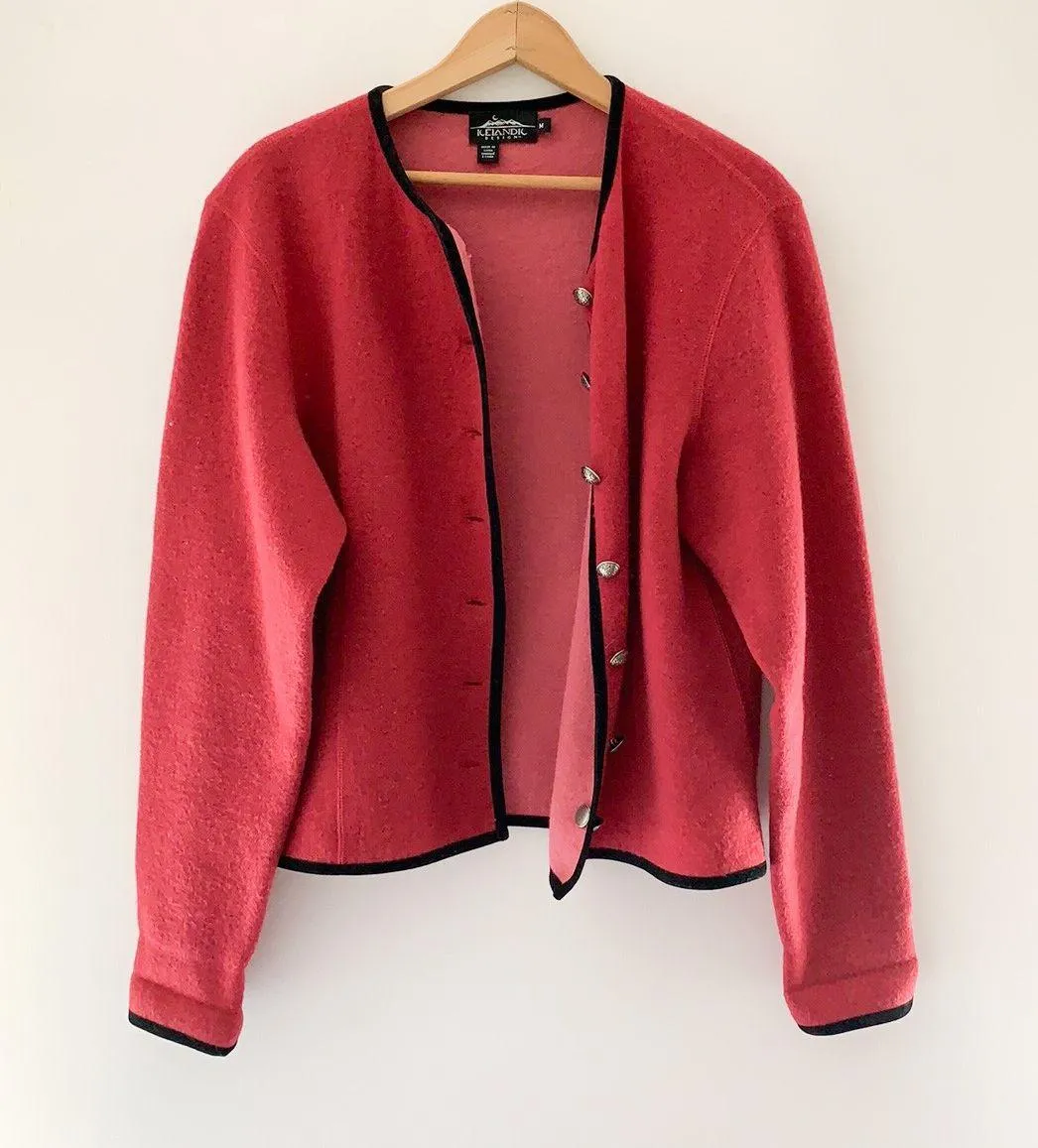 Red  Button Up Sweater - Image 3