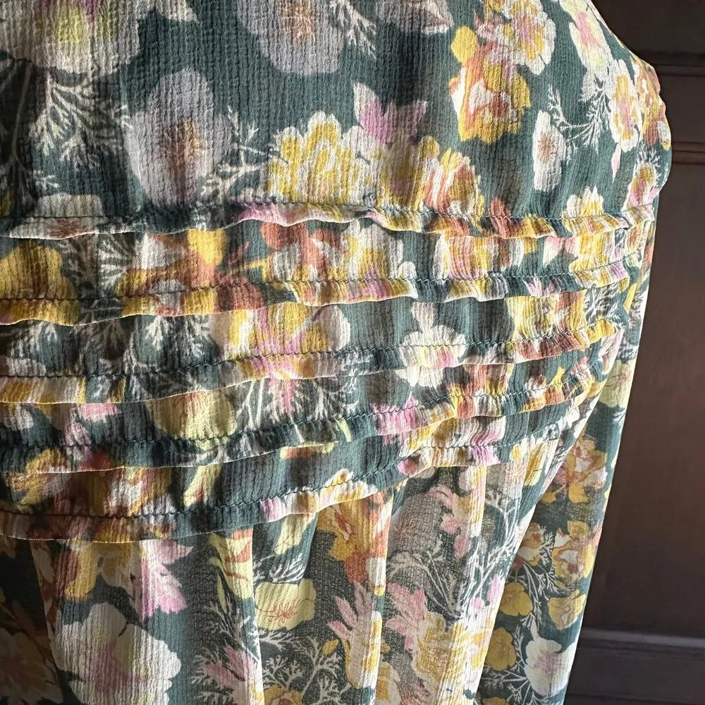 FREE PEOPLE | Maybel Floral Print Ruffle Blouse  Happy Combo Green | Extra Small - Image 8