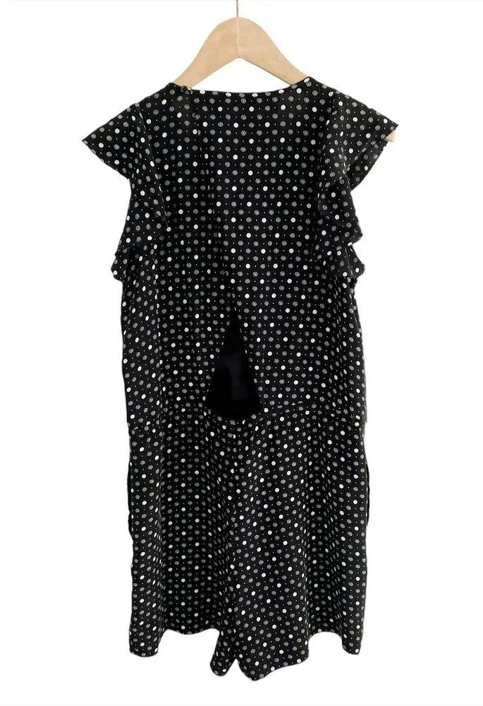 Madewell Silk Petalplay Romper in Black Dotmix Size XS - Image 3