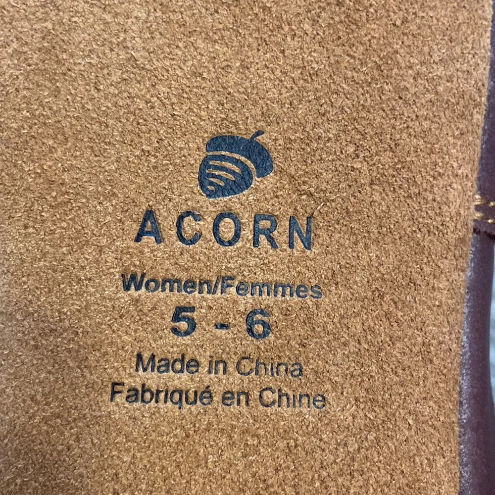 Acorn Women Slippers Boots Charcoal Rag Wool Ribbed Knit Leather Sole size 5 - Image 4