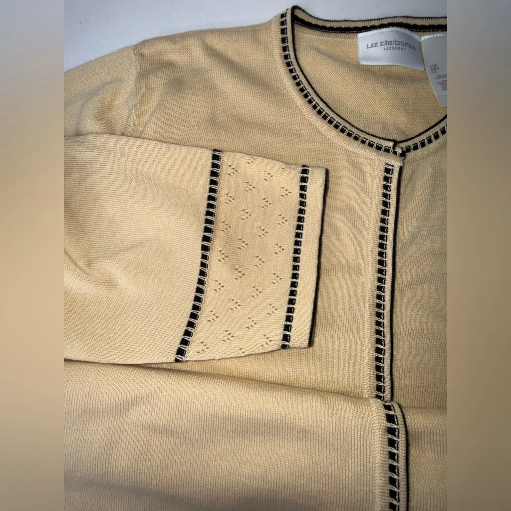 Vtg Liz Claiborne Lizsport Womens Size XL Y2k Snaps Sweater Cardigan Classic Tan - Image 11