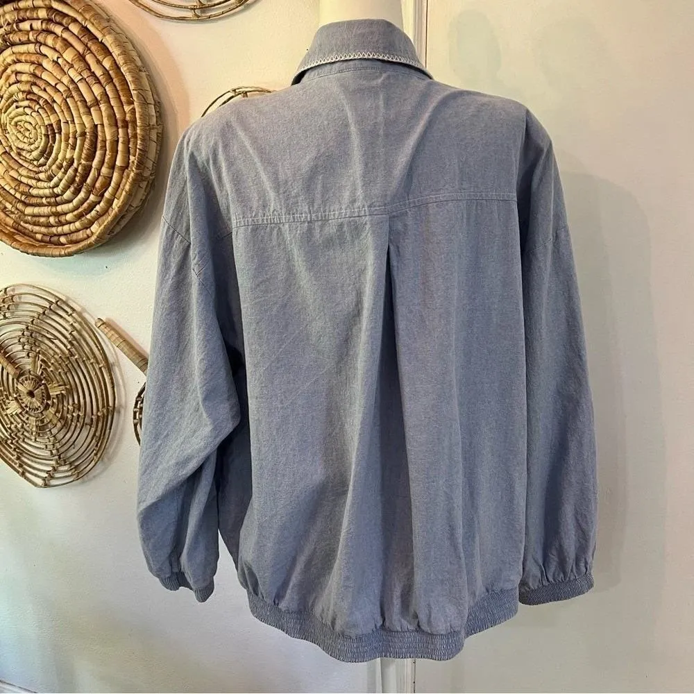 Vintage Bonnie Blair Embroidered Denim Shirt Jacket Western Cowgirl Glam Sz 3X Blue - Image 8