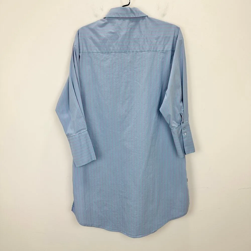 Topshop Oversized Striped Shirt Tunic Button Up Blue Minimalist Casual US 2 - Image 6