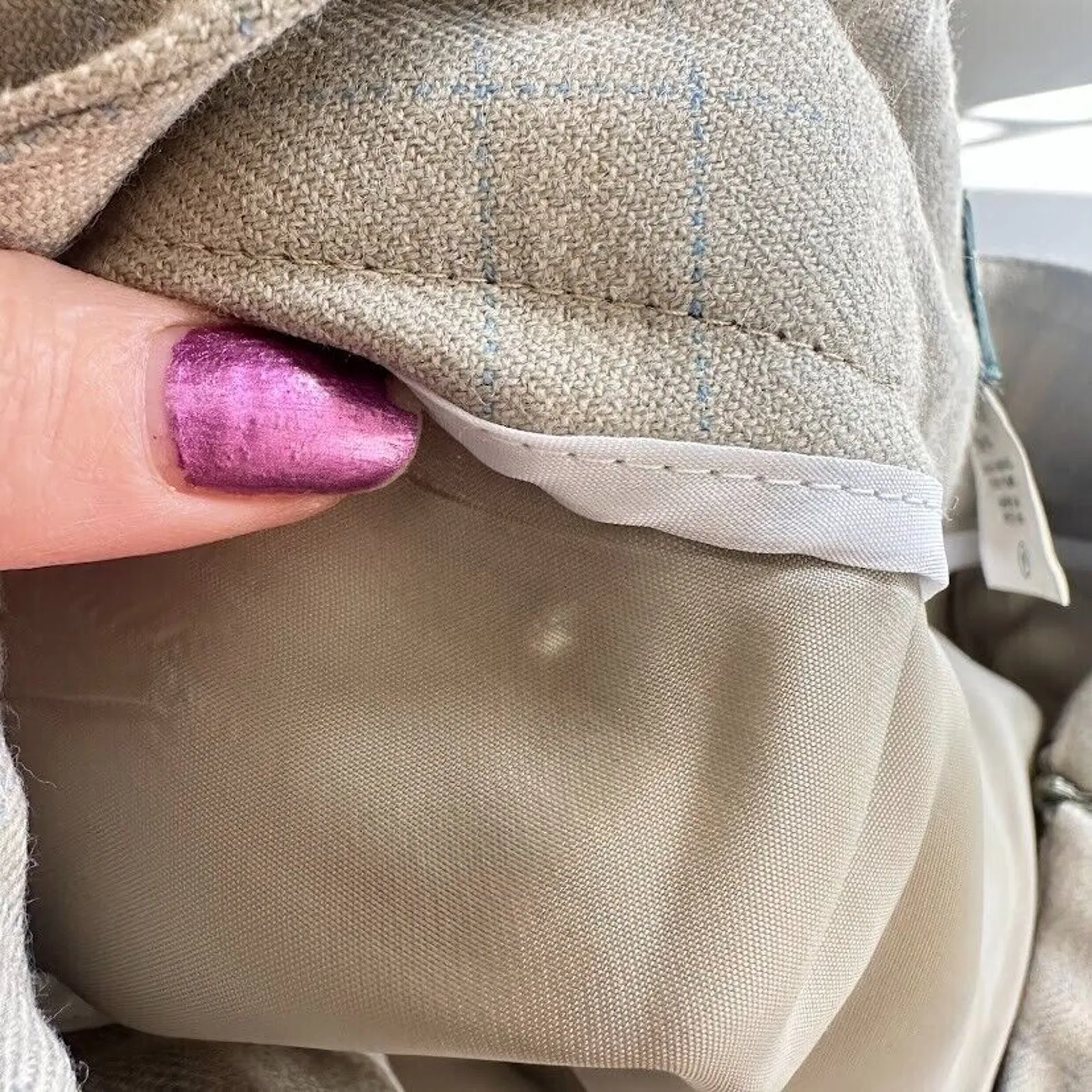 Harve Bernard Vintage Wide Leg Plaid Crop Wool Pants Green Tan Size 14 Academic - Image 6