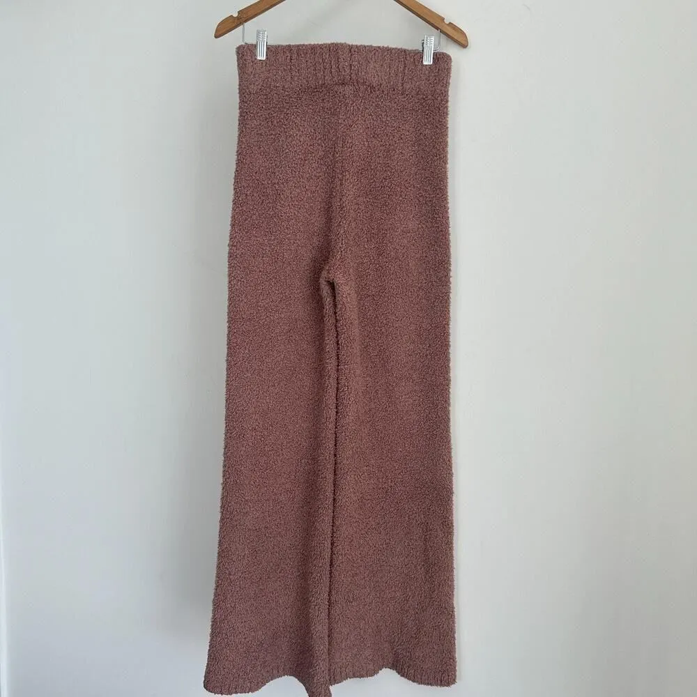 SKIMS Cozy Knit Pants Womens S/M Teddy Wide Leg Fuzzy Pull On Lounge Rose Clay - Image 4