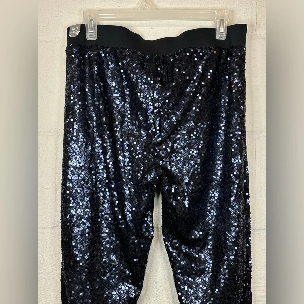 Aerie Woman’s Sequined Navy Blue Night Out Pant & Bra Set Size Large - Image 9