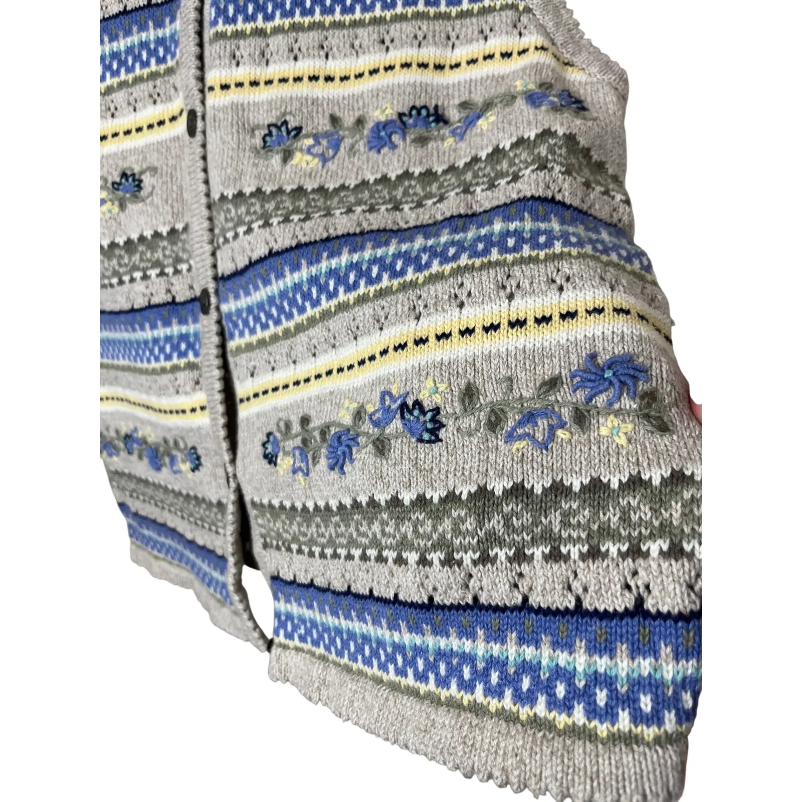 Vintage Northern Reflections Floral Knit Vest XL Sweater Button Up Top - Image 4