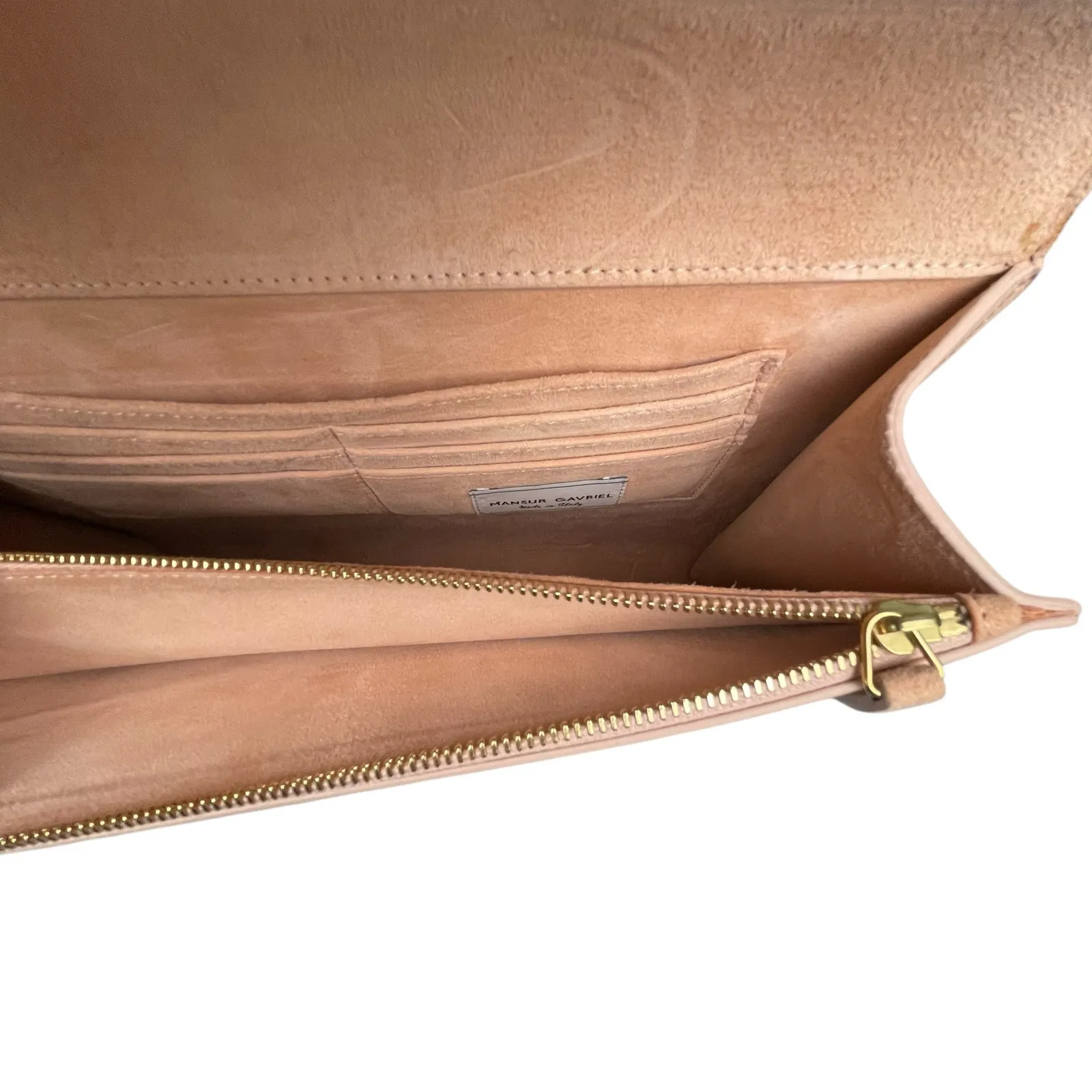 Mansur Gavriel Envelope Clutch Sand Beige Cards Flap Over Leather Pouch Purse OS - Image 6