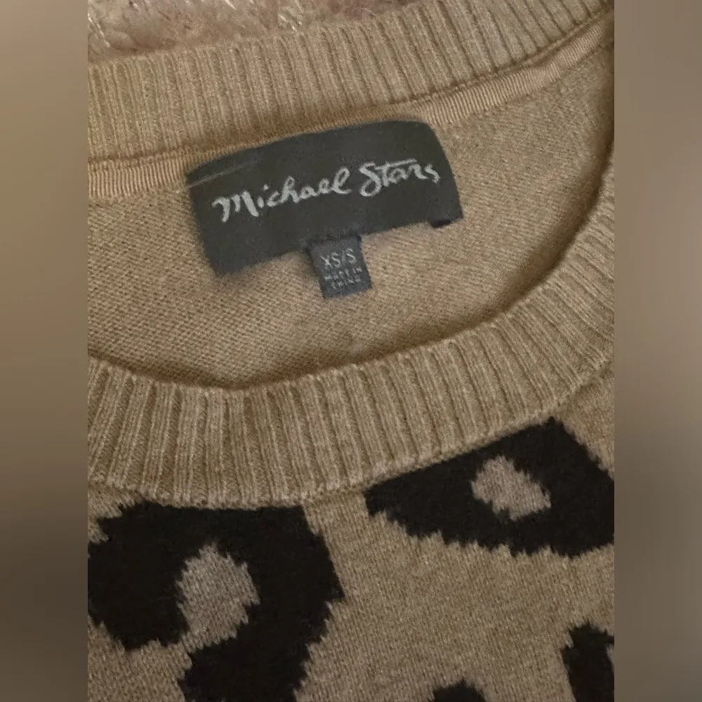 Michael Stars Leopard Print Fine Wool Blend Sweater Size Small - Image 2