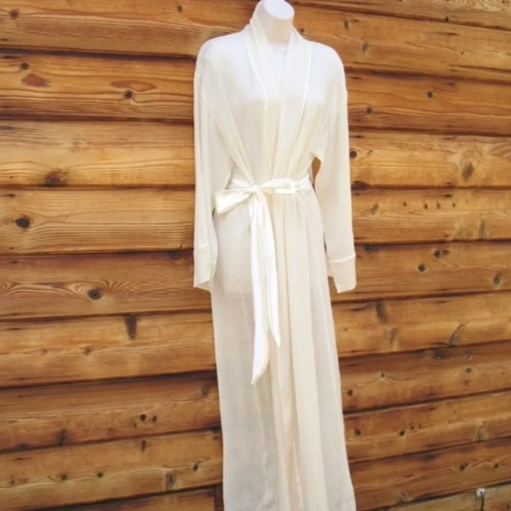 NWOT Frette Cream Silk Long Robe Size L - Image 2