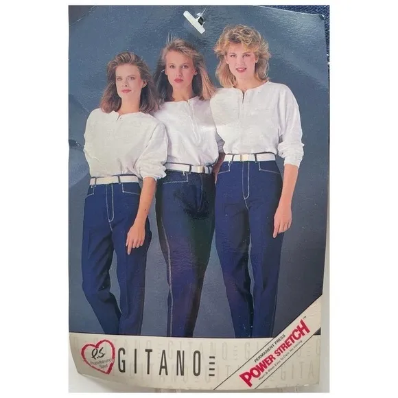 Vintage Gitano Denim Jeans Blue Size 20L Size 12 High waist 80s retro stretch - Image 2