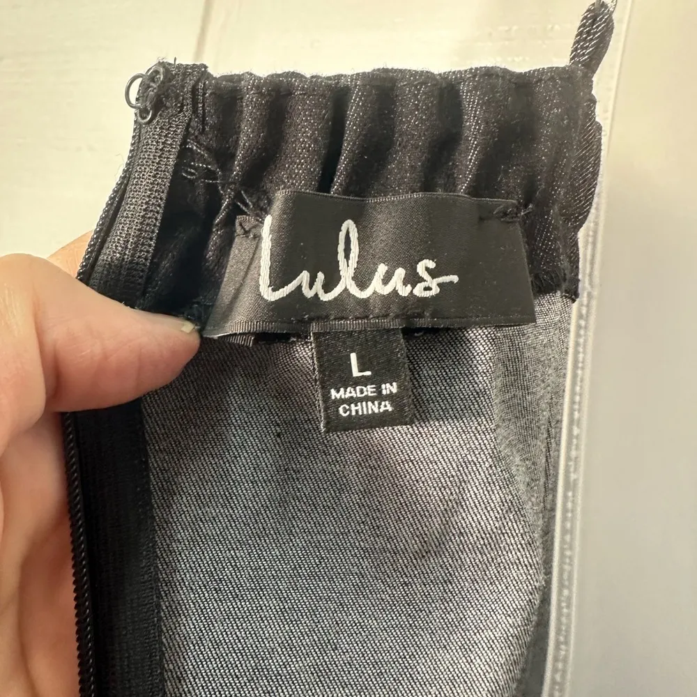 Lulus Black Denim Spaghetti Strap Dress Size EUC - Image 8