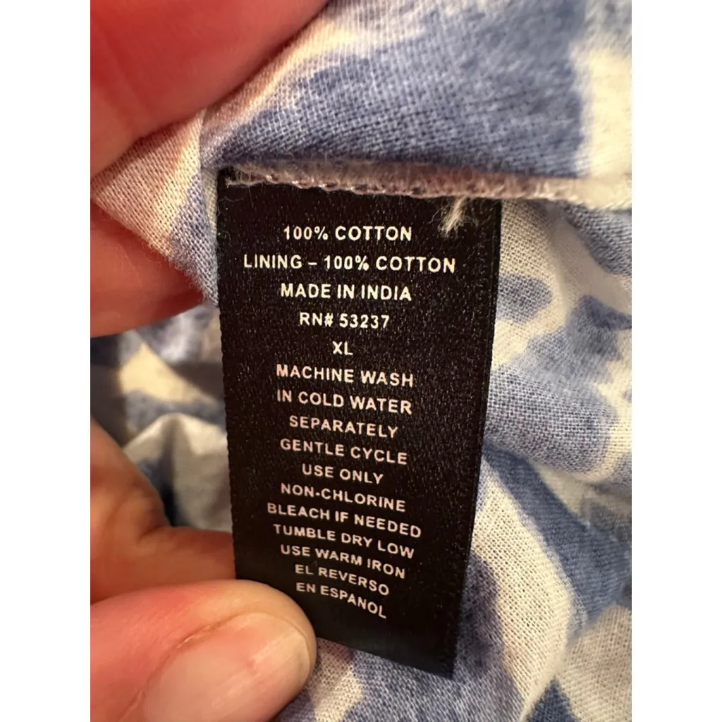 Women's Mlle Gabrielle Blue White Ikat Print Midi Dress XL - Image 6