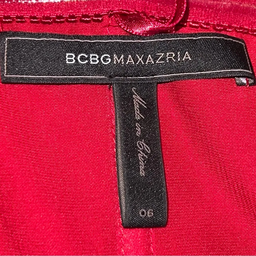 BCBGMaxAzria Deep Red Strapless Sweetheart Neckline Pleated Skirt on Dress-Sz 6 - Image 10
