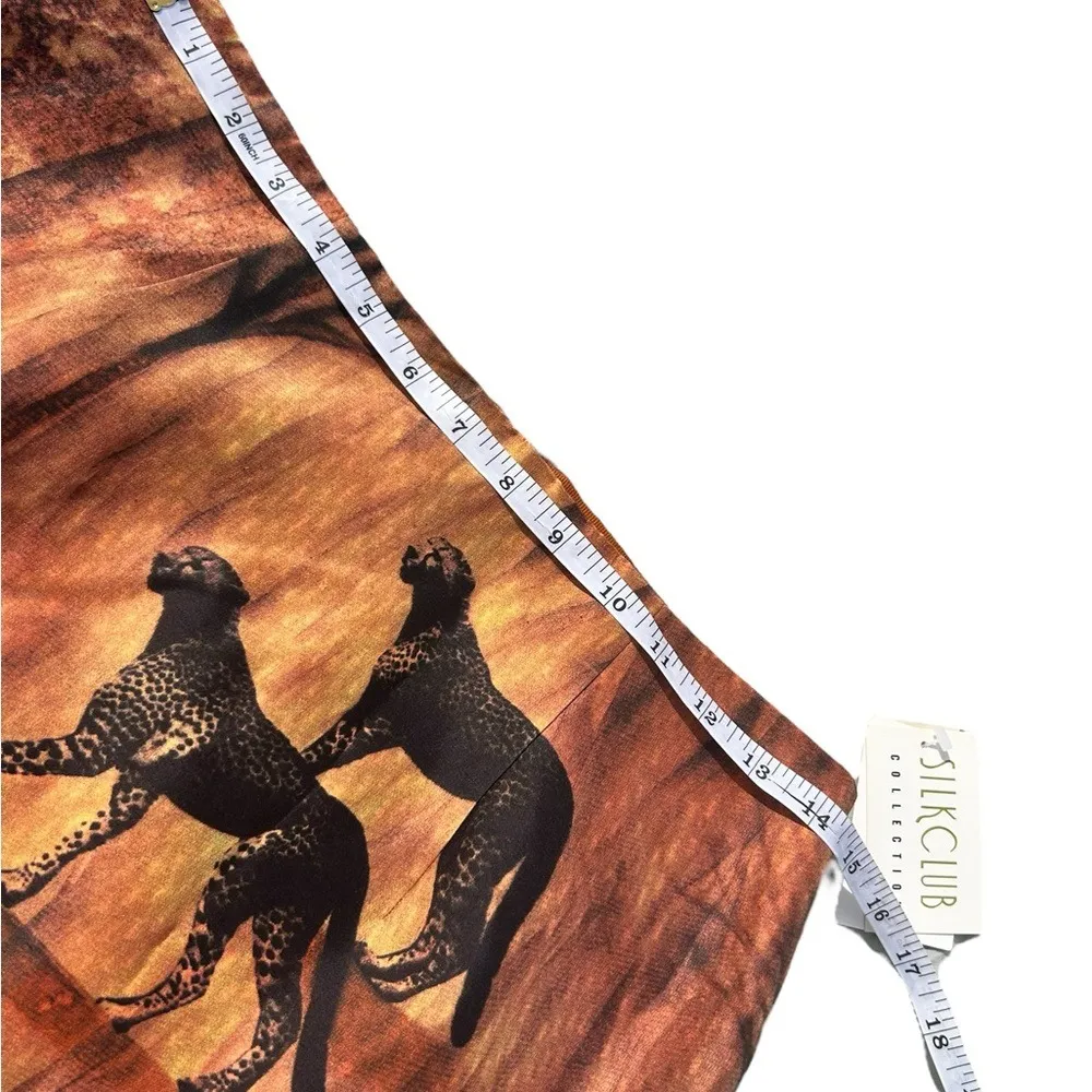 Silk‎ Club Petite Silk Skirt Cheetah Animal Print Sequin Embellished P/8 Brown Size 8P - Image 5