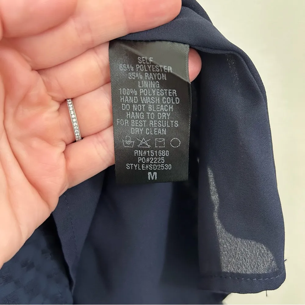 Blue Tie Back Short Sleeve Flowy Cocktail Dress M - Image 5