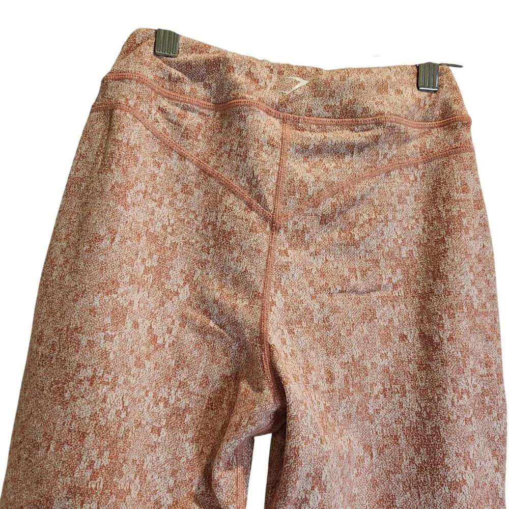 Gymshark Fleur Texture Leggings High Waisted Pull-On Dusky Pink Marl Size Small - Image 4