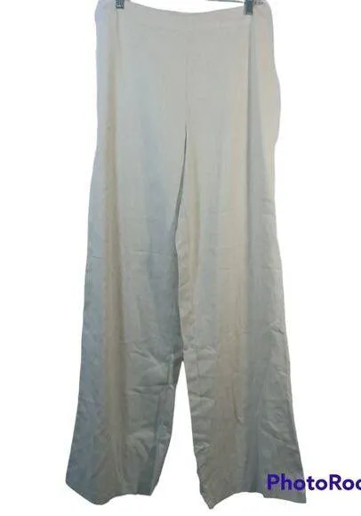 Faeriesty Linen Blend Wide Leg Pants Natural Vacation Lagnlook Size M Tan Size M - Image 1