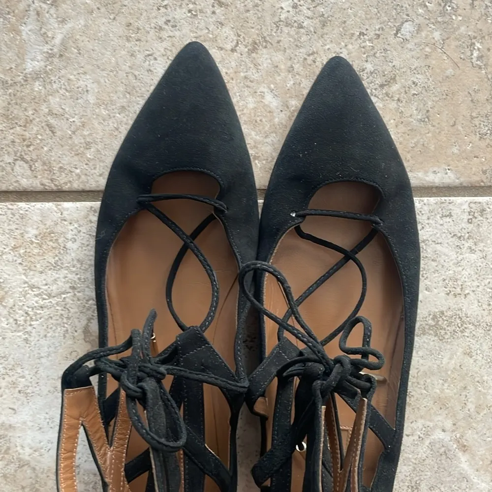 Aquazzura Belgravia Suede Flats in Black Size 6 - Image 8