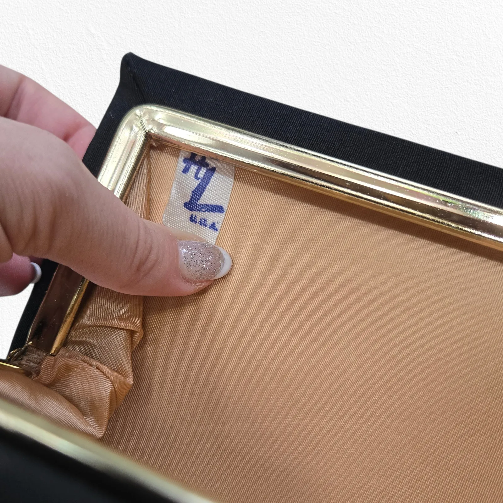 1940s Black Evening Clutch Kiss Lock Vintage Formal Handbag USA - Image 11