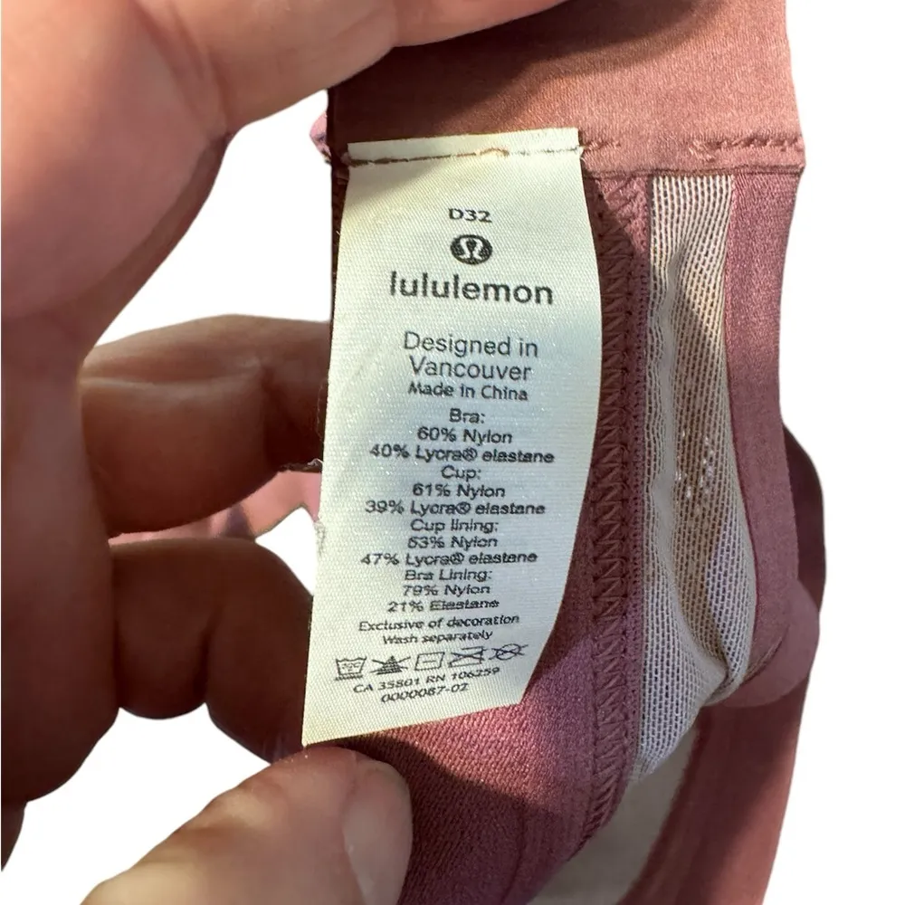 Lululemon Awake to Lace Bra Size 32D Lace Mesh Racerback Plumful Smokey Blush CP - Image 6