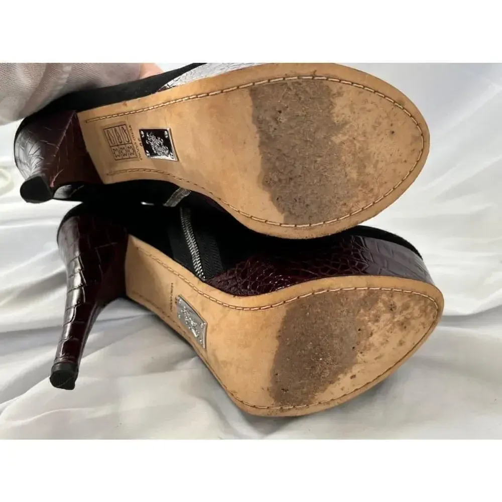 Alejandro ingelmo Black Suede Purple Platform‎ Bootie heels Size 39 - Image 7