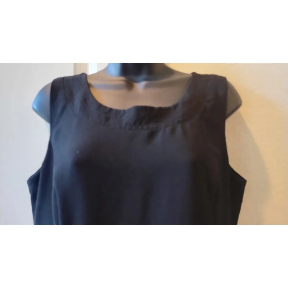 Danny & Nicole Womens Black Sheath Dress Size 14P Pleated Hem Sleeveless Classic - Image 2