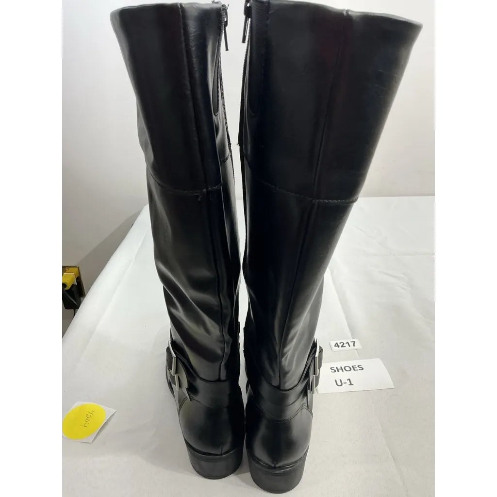 Womans Arizona Denmark Riding Boots 8M Black Full Zip Strappy Buckle Accent NWOT - Image 5